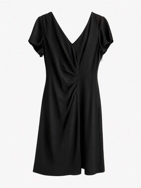 Banana Republic Black Draped Cocktail Dress Cap Sleeve Career Evening Size 8